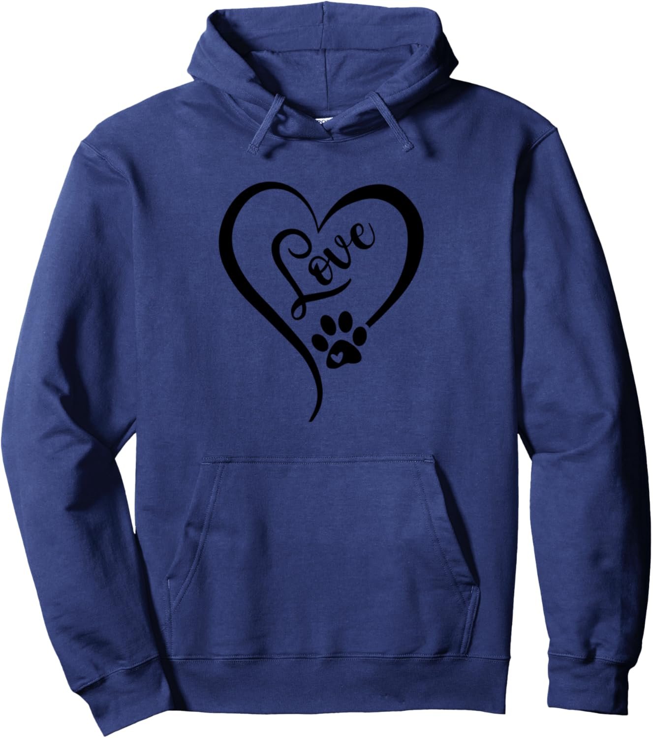 Love Heart Paw Print Pet Lover Dog Cat Rescue Pullover Hoodie