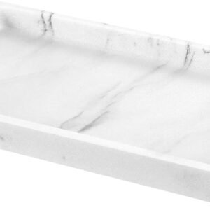 Luxspire Bathroom Vanity Tray, Resin Dresser Jewelry Ring Dish Tank Storage Kitchen Sink Countertop Organizer Plate Holder for Perfume Candles Soap Towel Plant Bathroom Accessories, M, Gravel White