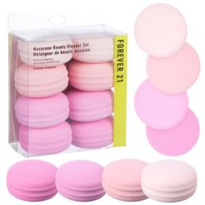 Macaroon Beauty Sponge Set - 8pc Makeup Applicators For Blending & Mattifying - Pink Macaron Beauty Blender Makeup Sponge Collection