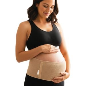 Machine Washable Maternity Belly Band for Pregnant Women (Fits XS to M Sizes) Adjustable Pregnancy Belly Band | Breathable & Gentle Compression Support Belt | Non-Rigid Design Stays in Place (Beige)