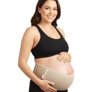 Machine Washable Maternity Belly Bands for Pregnant Women (Fits L to XXL Sizes) Adjustable Pregnancy Belly Band | Breathable & Gentle Compression Support Belt | Non-Rigid Design Stays in Place (Beige)