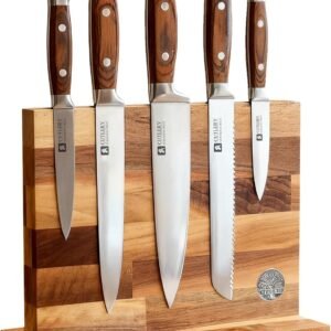 Magnetic Knife Block Set, Double Sided Magnetic Knife Holder with Knives