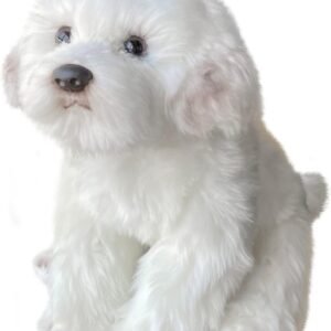 Maltese Stuffed Animal, Realistic Dog Plush, Lifelike Stuffed Animal,Companion Pet, Fluffy Stuffed Puppy Dog Toys for Gift