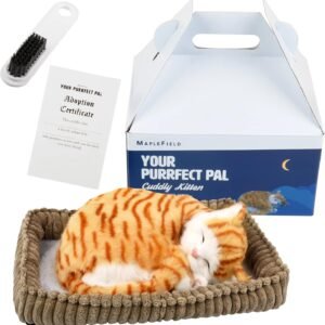 Maplefield Cat Stuffed Animal Doll - Realistic Breathing Cat Toy - Soft Synthetic Fur & Purring Stuffed Toy - Soothing Life-Like Kitten Plush - Tabby Kitten, Pack of 1