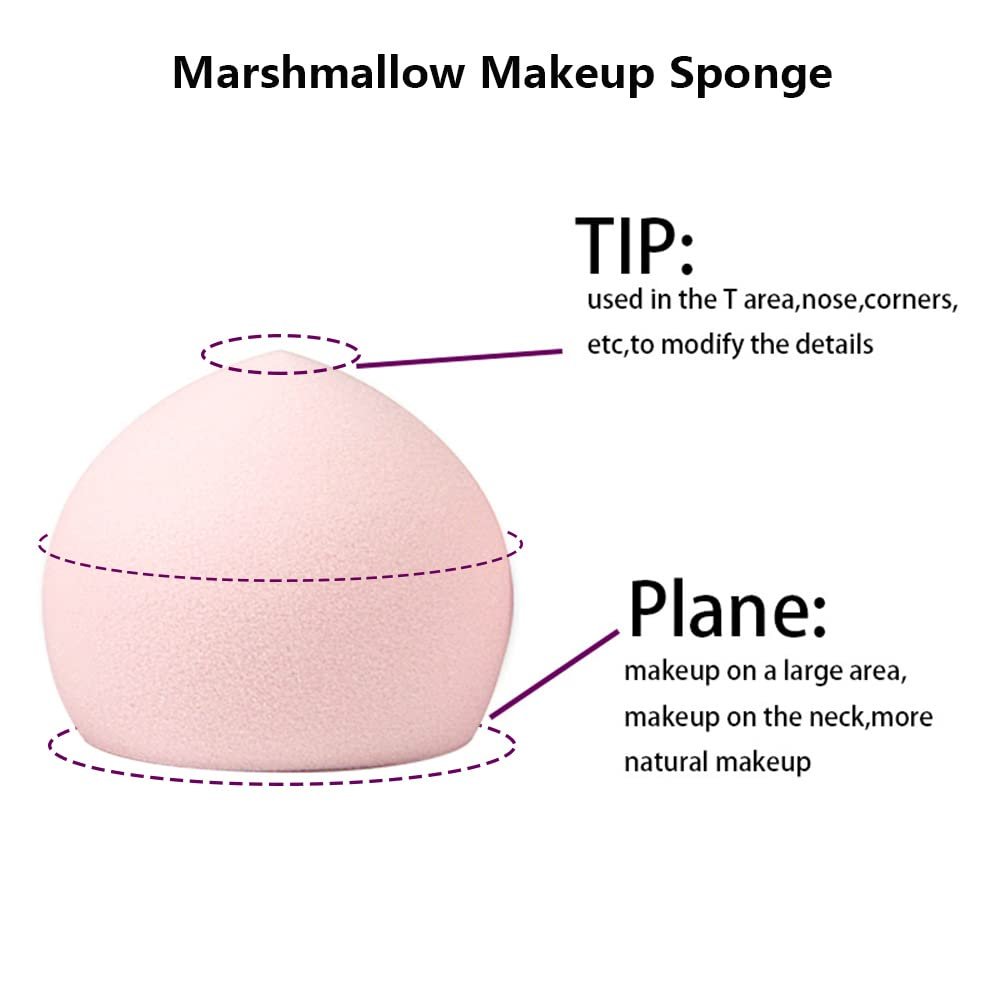 Marshmallow Makeup Sponge 4pcs/set, Latex-free and Vegan Super Soft Dry Wet Used Beauty Sponge Blender for Foundation, Powder and BB Cream (Light Pink) - Image 2