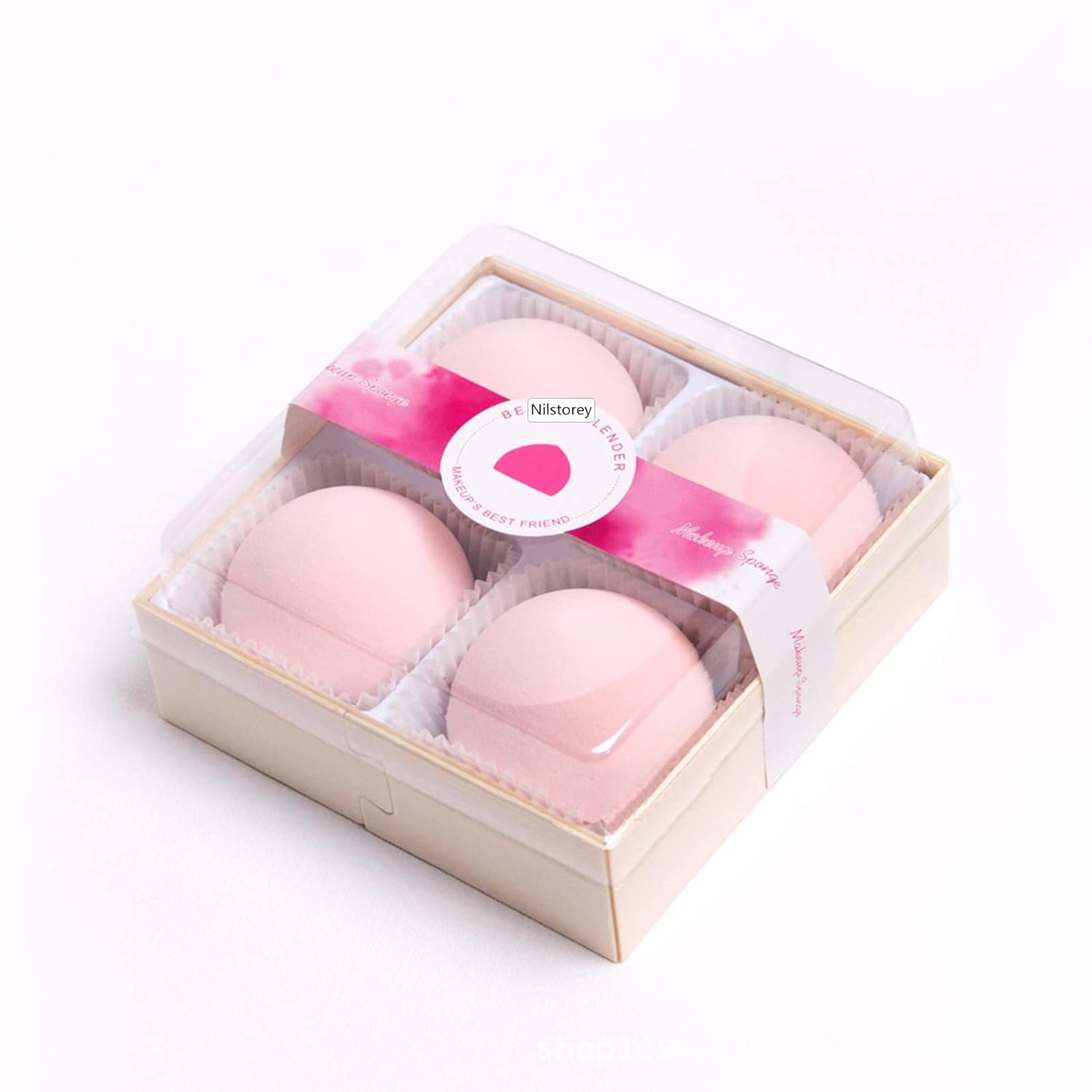 Marshmallow Makeup Sponge 4pcs/set, Latex-free and Vegan Super Soft Dry Wet Used Beauty Sponge Blender for Foundation, Powder and BB Cream (Light Pink)