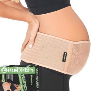 Maternity Belly Band for Pregnant Women | Pregnancy Belly Support Band for Abdomen, Pelvic, Waist, & Back Pain | Adjustable Maternity Belt | For All Stages of Pregnancy & Postpartum (Beige)