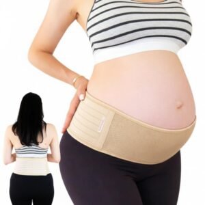 Maternity Belly Band for Pregnant Women – Soft, Breathable Maternity Support Belt for Back & Bump Support – Adjustable Belly Support Band – Beige, One Size