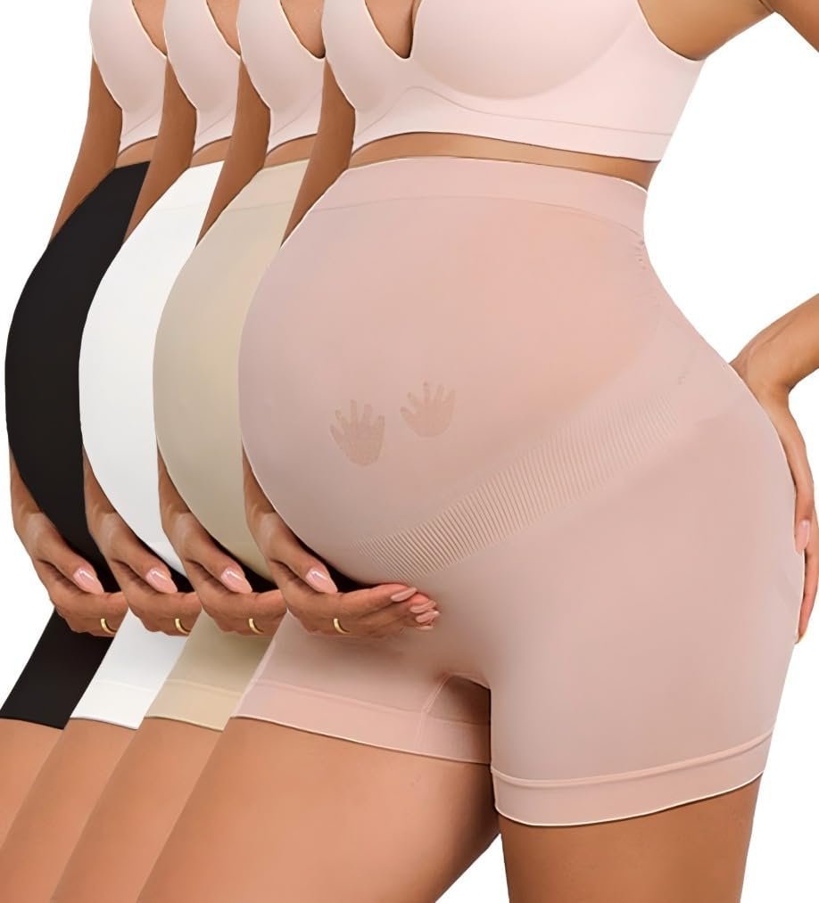 Maternity Shapewear Underwear for Under Dress Seamless Pregnancy Shorts Over Bump Belly Support Panties