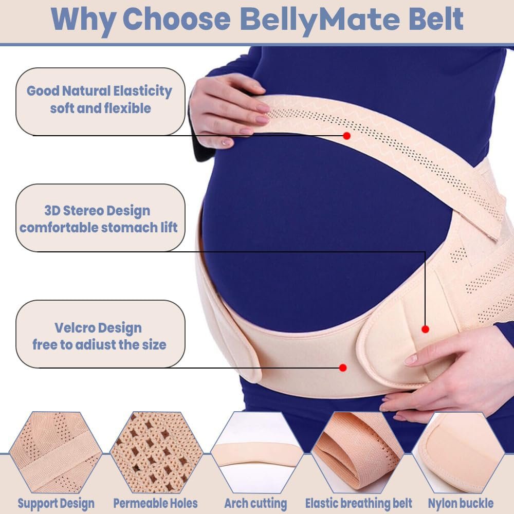 Maternity Support Belt- Adjustable Pregnancy Belly Band for Back & Belly Support (Large) - Image 2