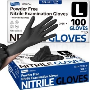Medical Soft Max™ Black Nitrile Disposable Gloves, 100 Pcs, Latex-Free & Powder-Free Food Safe Food Prep Exam Gloves