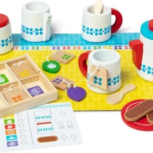 Melissa & Doug 20-Piece Steep and Serve Wooden Tea Set - Play Food and Kitchen Accessories
