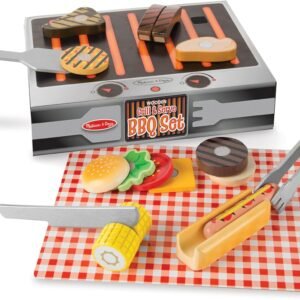 Melissa & Doug Grill and Serve BBQ Set with Pretend Play Toy Food & Kids Play Kitchen Accessories, Preschool Learning Toys for Girls & Boys 3+