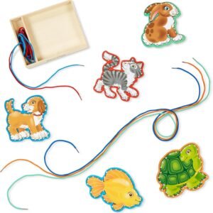 Melissa & Doug Lace and Trace Activity Set: Pets - 5 Wooden Panels and 5 Matching Laces