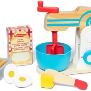 Melissa & Doug Make-a-Cake, 10-Piece Wooden Mixer Set with Play Food & Play Kitchen Accessories, Preschool Toys for Girls & Boys Ages 3+ - FSC Certified