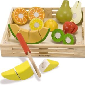 Melissa & Doug Wooden Cutting Fruit Toy Food Set & Pretend Play Kitchen Accessories, Preschool Learning Toys for Girls & Boys 3+