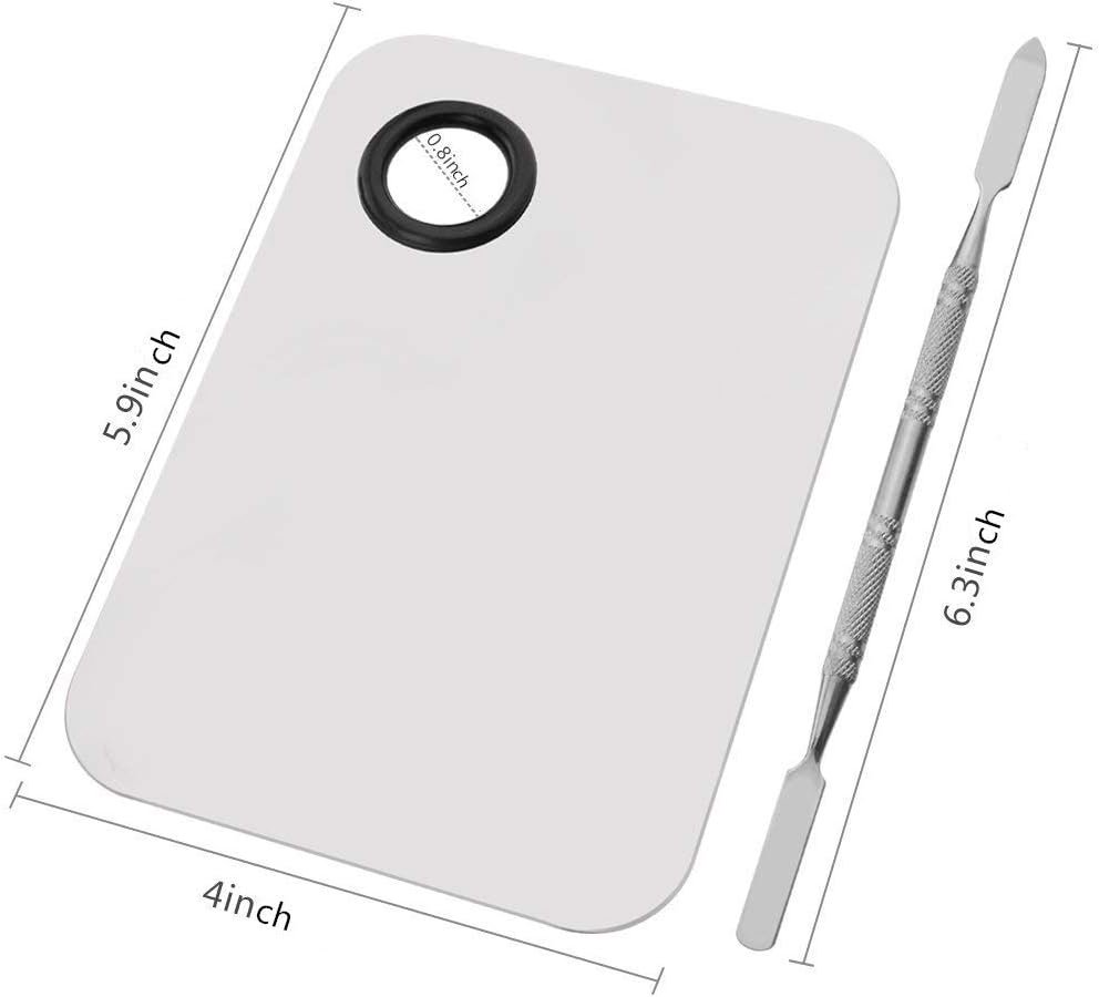 Miamay 6 by 4 Inches Makeup Palette Stainless Steel Palette Cosmetic Artist Mixing Palette with 6 Inches Spatula Tool - Image 2