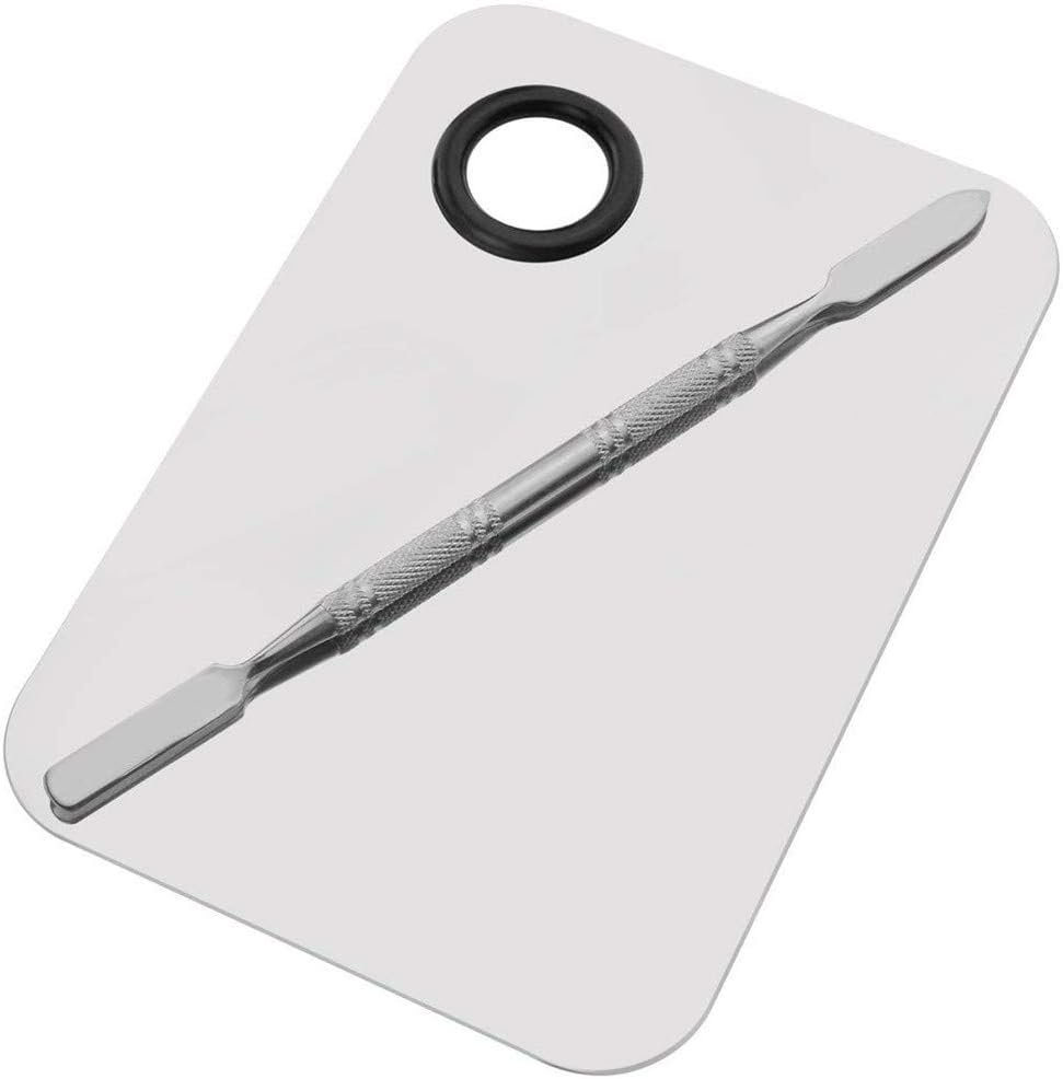 Miamay 6 by 4 Inches Makeup Palette Stainless Steel Palette Cosmetic Artist Mixing Palette with 6 Inches Spatula Tool