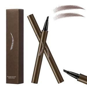 Microblading Eyebrow Pencil, 2026 Upgrade Magic Eyebrow Contouring Pencil with Micro-Fork Tip, Long-Lasting 3D Waterproof Eye Brow Pen for Women Natural Makeup Effect (Brown)