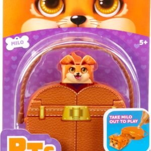 Milo The Dog Toy Pet with Heart-Shaped Animal Purse, Includes Miniature Carrier & Leash, Compact and Travel Friendly, 3-in-1 Interactive Playset, Collectible Micro Pet for Ages 5+