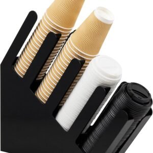 Mind Reader Cup and Lid Dispenser, Countertop Org, Coffee Bar, Beverage Cup, Kitchen, Breakroom, Black