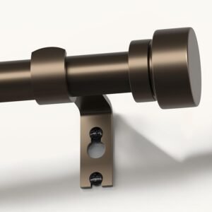 Modern Brown Curtain Rods for Windows 66 to 120 Inches Adjustable Length Heavy Duty 1" Diameter Window Curtain Rod with Decorative Finials for Outdoor Farmhouse Bedroom Kitchen Living Room