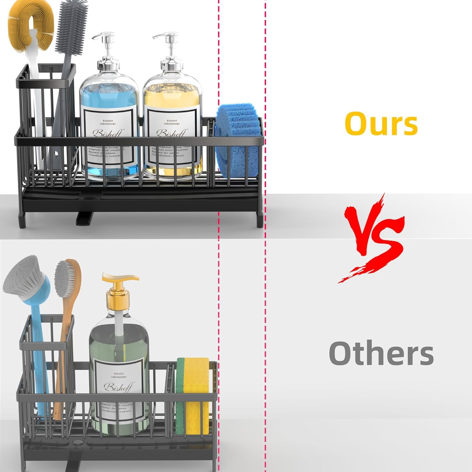 Moforoco Extra Large Sponge Holder for Kitchen Sink Organizer Caddy, Dish Brush Scrubber Holder,Stainless Steel Sink Box Utensil Holder,Soap Dispenser Set Tray Counter Accessories & Storage Rack - Image 2