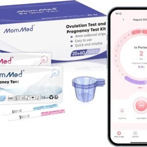 MomMed Pregnancy Test Strips (HCG20-LH60), Includes 20 Pregnancy Tests, 60 Test Strips, 80 Urine Cups, Easy to Use Ovulation Predictor Kit, Accurate Fertility Test for Women