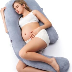 Momcozy Pregnancy Pillow for Sleeping, Dreamlign U Pro Maternity Pillow with Adjustable Leg Pillow, Removable Cover - Support for Back, Hip, Belly, Legs for Pregnant Women, 50-72 Inch Full Body Pillow