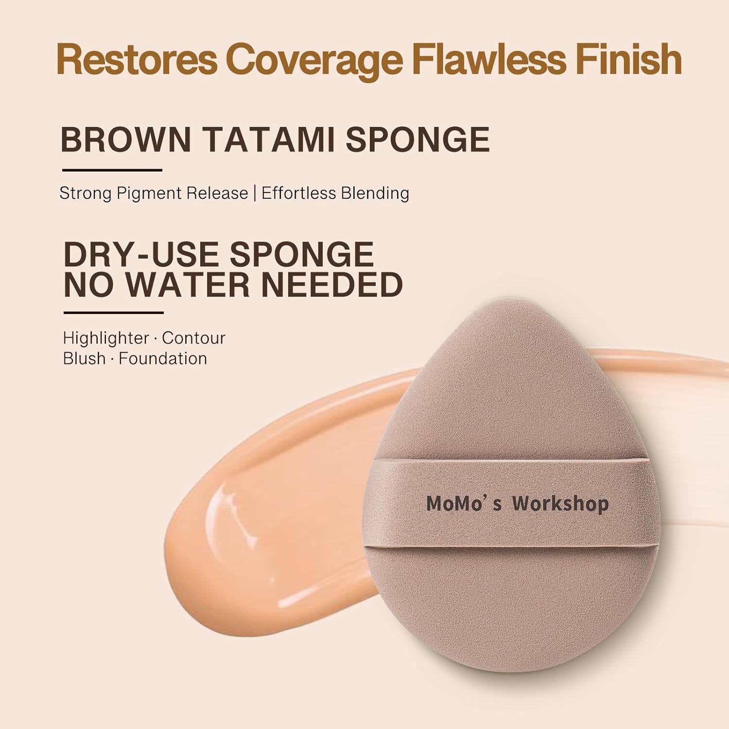 Momo's Workshop Makeup Sponge Puff, Large Beauty Puff for Quick Flawless Makeup, Concealer Powder Puff for Liquid & Cream Foundation 2PCS - Image 2