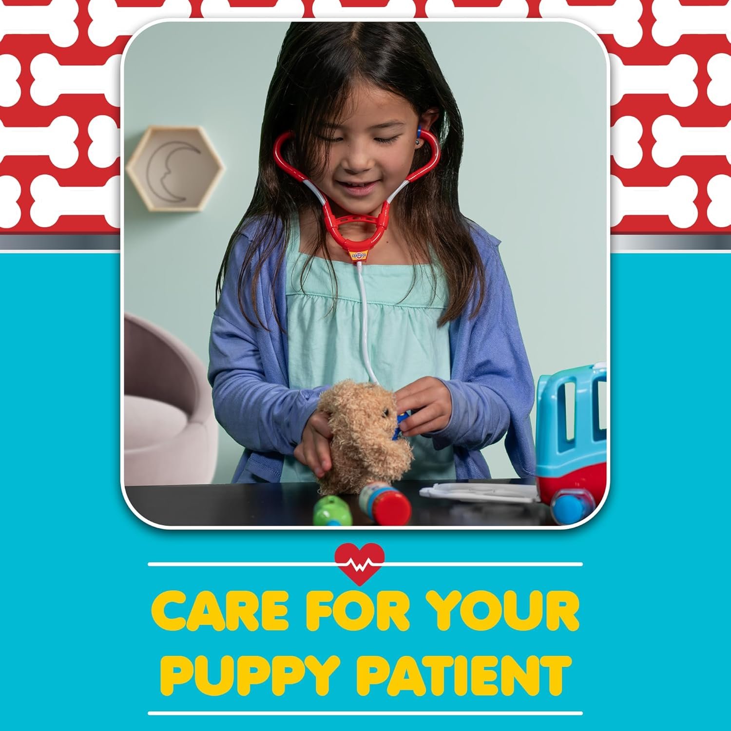 My World My Play Vet Set with Puppy and Accessories, Examine and Treat Play Vet Set, 6 Piece Set Includes Puppy Patient, Doctor Tools & Crate, Great Gift for Boys and Girls, for Ages 3+ - Image 2