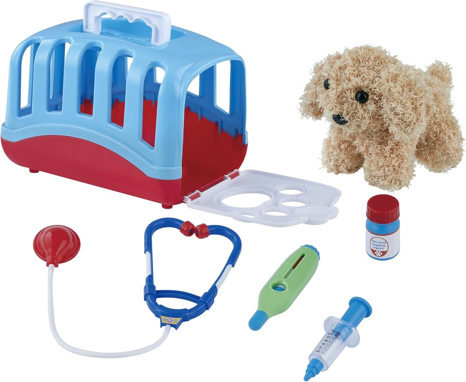 My World My Play Vet Set with Puppy and Accessories, Examine and Treat Play Vet Set, 6 Piece Set Includes Puppy Patient, Doctor Tools & Crate, Great Gift for Boys and Girls, for Ages 3+