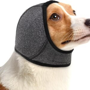 NACOCO Dog Calming Hoodie - No Shake Water Resistant Ear Wraps for Dogs Anxiety Relief & Noise Protection Dog Head Wrap Pet Ear Cover Muffs for Swim Bathing Hematoma(Dark Grey, M)