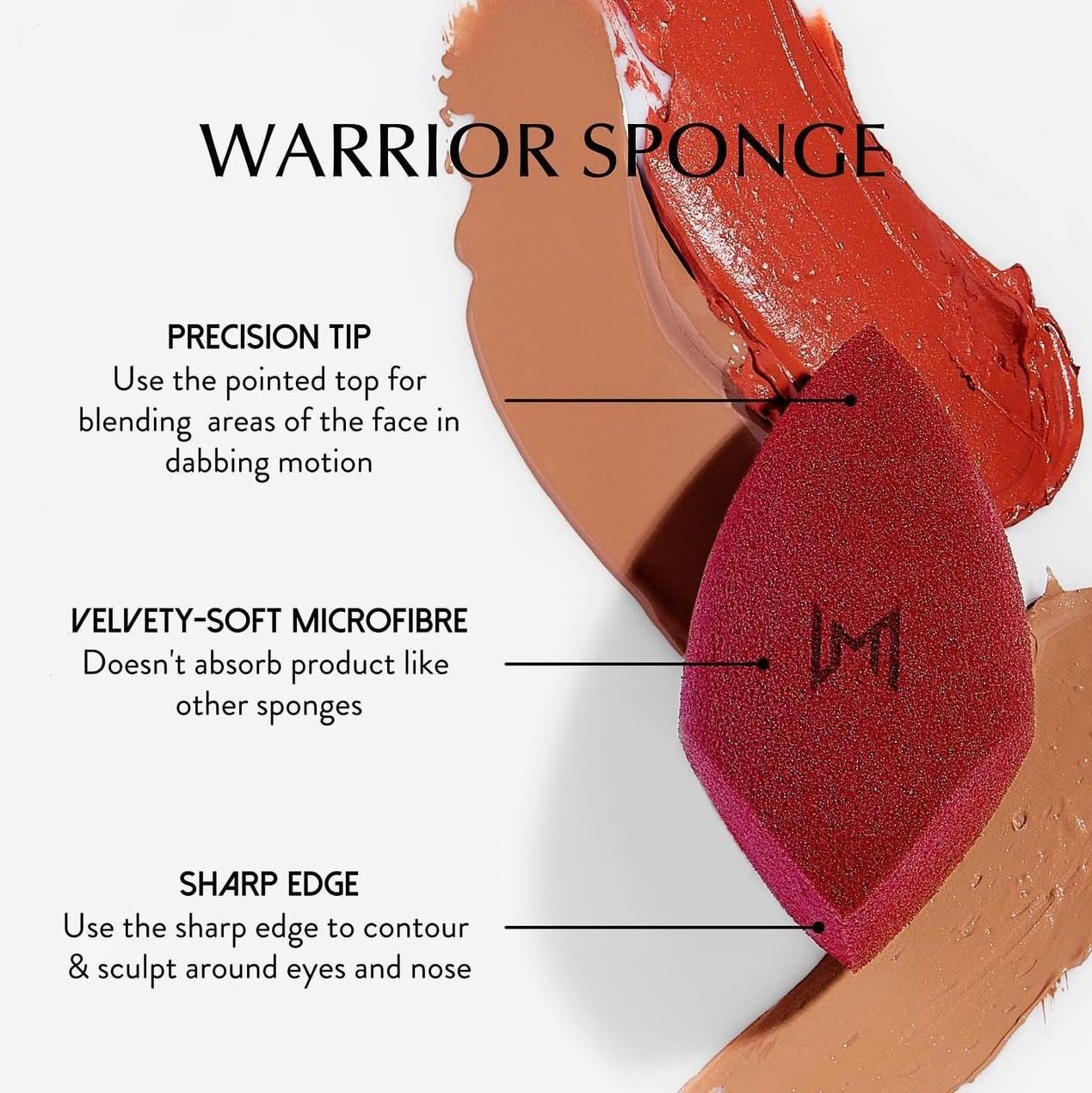 NATASHA MOOR Makeup Blender “Warrior” - Velvety Microfiber, Premium, Vegan, Latex-Free - Ideal for Flawless Makeup Application, Undereye Concealing, Contouring - Beauty Blender Sponge for Blending - Image 2