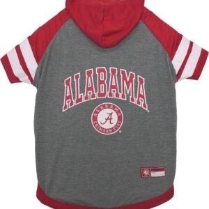NCAA Alabama Crimson Tide Hoodie for Dogs & Cats, Medium Collegiate Licensed Dog Hoody Tee Shirt. Sports Hoody T-Shirt for Pets. College Sporty Dog Hoodie Shirt.