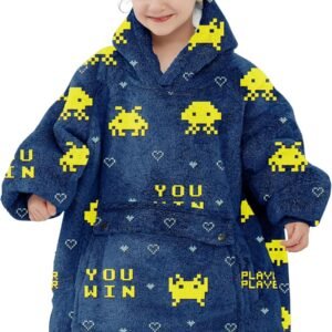 NOUKOW Wearable Blanket Hoodie Oversized Sherpa Blanket Sweatshirt Flannel Sweater Blanket with Large Pocket