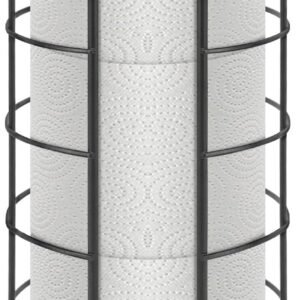 NearMoon Toilet Paper Organizer Stand, Free Standing 3 Rolls Tissue Storage, Metal Bathroom Accessory, Rustproof Toilet Roll Holder for Kitchen Countertop Inside Cabinet Shelf(Metal Base, Matte Black)