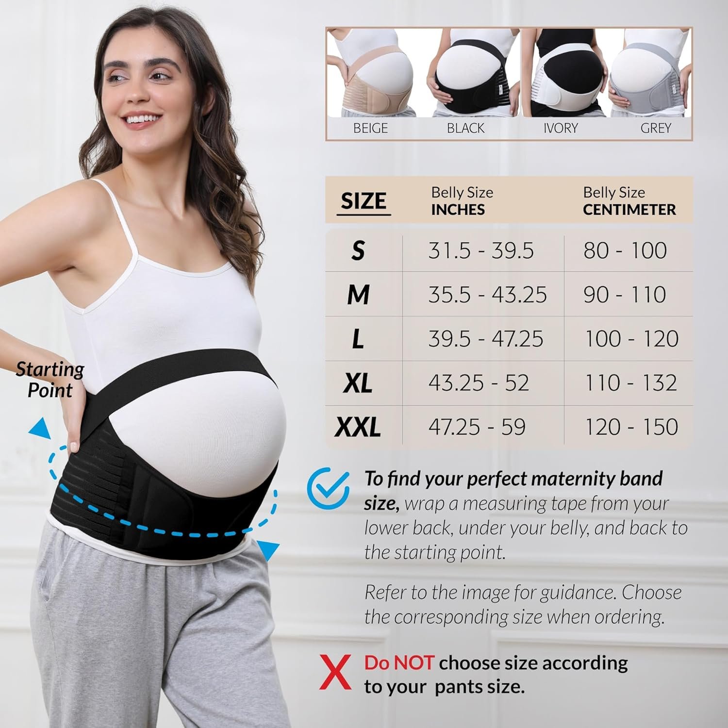 NeoTech Care Pregnancy Belly Band Maternity Belt, Back/Abdomen/Waist/Pelvis Support (Size M, Black Color) - Image 2