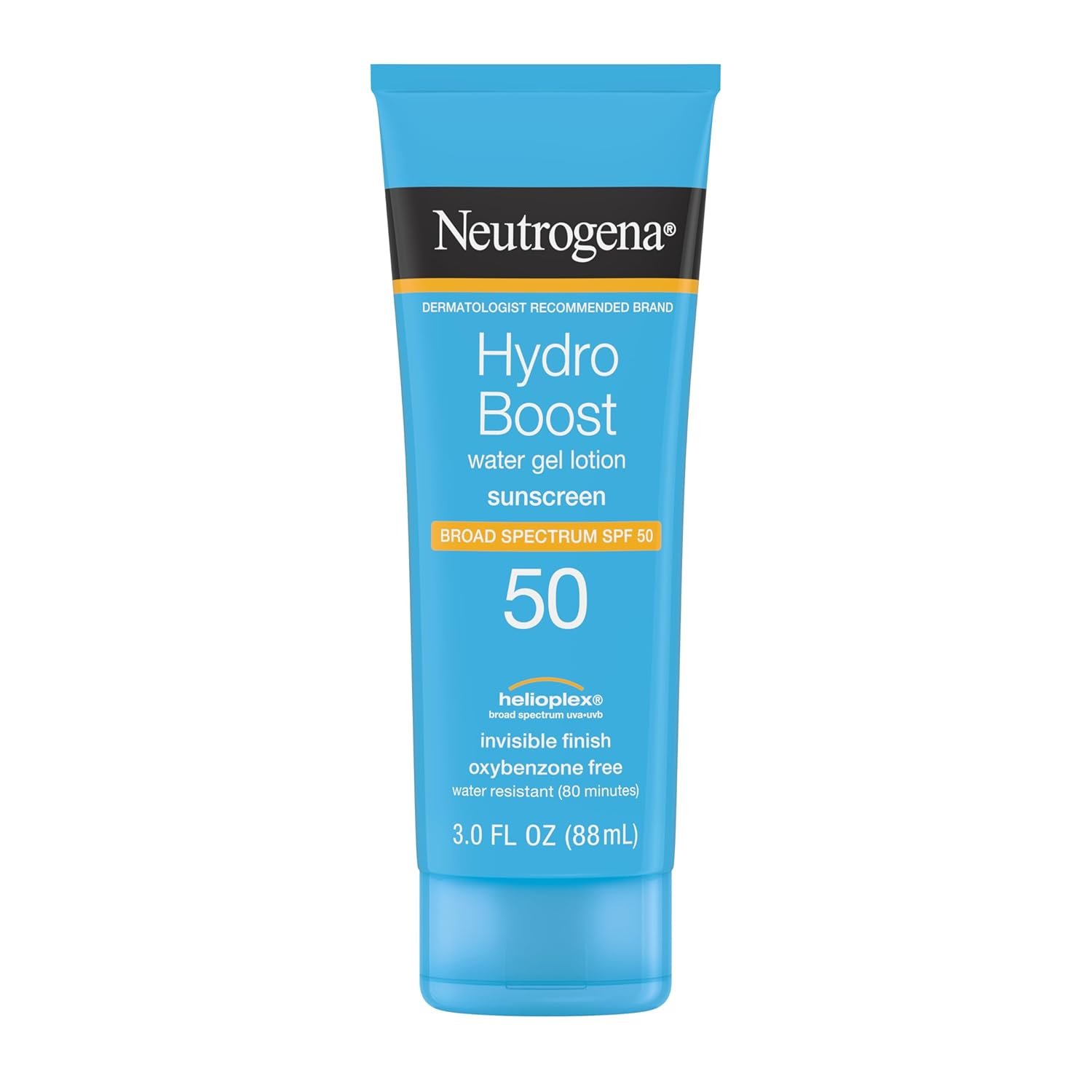 Neutrogena Hydro Boost Water Gel Sunscreen SPF 50, Oil‑Free Hydrating & Water‑Resistant Face & Body Sunscreen Lotion, Non‑Greasy, Broad Spectrum, Lightweight Moisturizer, 3 fl oz
