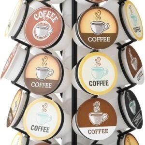 Nifty K Cup Holder – Compatible with K-Cups, Coffee Pod Carousel | 35 K Cup Holder, Spins 360-Degrees, Lazy Susan Platform, Modern Black Design, Home or Office Kitchen Counter Organizer