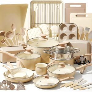 Nutrichef 54-Piece Marble Non-Stick Cookware and Bakeware Set, Professional Home Kitchen Collection with Multi-Sized Pots and Pans Set, and Heat-Resistant Tools