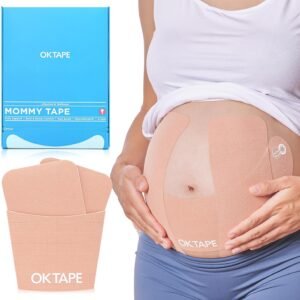 OK TAPE Pregnancy Belly Band Tape, for Belly Pain, Back Pain Relief, Swelling Relief, Non-irritant Physical Belly Support Tape for Pregnant Women, Precut 12 Strips, 4 Sets - Weeks 13 to 26