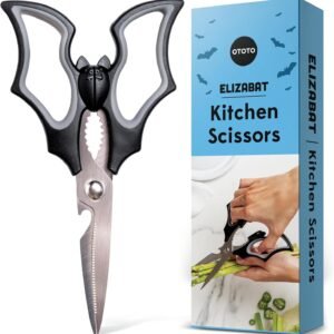 OTOTO Elizabat Kitchen Scissors - Halloween Goth Cute Bat Kitchen Shears, Gothic Scissors Utensils - Spooky Bats Halloween Gifts, Cute Gadgets, Kitchen Gadgets