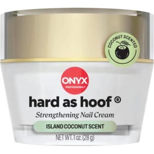 Onyx Professional Hard as Hoof Nail Strengthening Cream, Coconut Scent - Nail Growth and Conditioning Cuticle Cream Stops Splits, Chips, Cracks & Strengthens Nails, 1 oz
