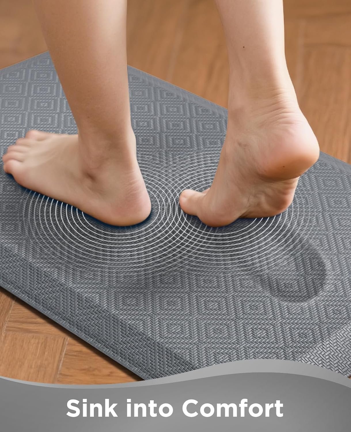 Ophanie Kitchen Mats for Floor, 3/4 Inch Thick Kitchen Rugs, 20x48 Anti Fatigue Standing Cushioned Mat, Waterproof,Comfort Ergonomic Mat for Office, Home, Sink, Grey Non-Slip Bottom - Image 2