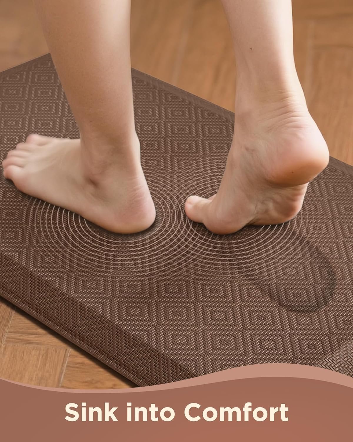 Ophanie Kitchen mats for Floor, 3/4 inch Thick, Kitchen Rugs, 20x39 Anti Fatigue Standing Cushioned Mat, Waterproof,Comfort Ergonomic mat for Office, Home, Sink, Brown Non-Slip Bottom - Image 2