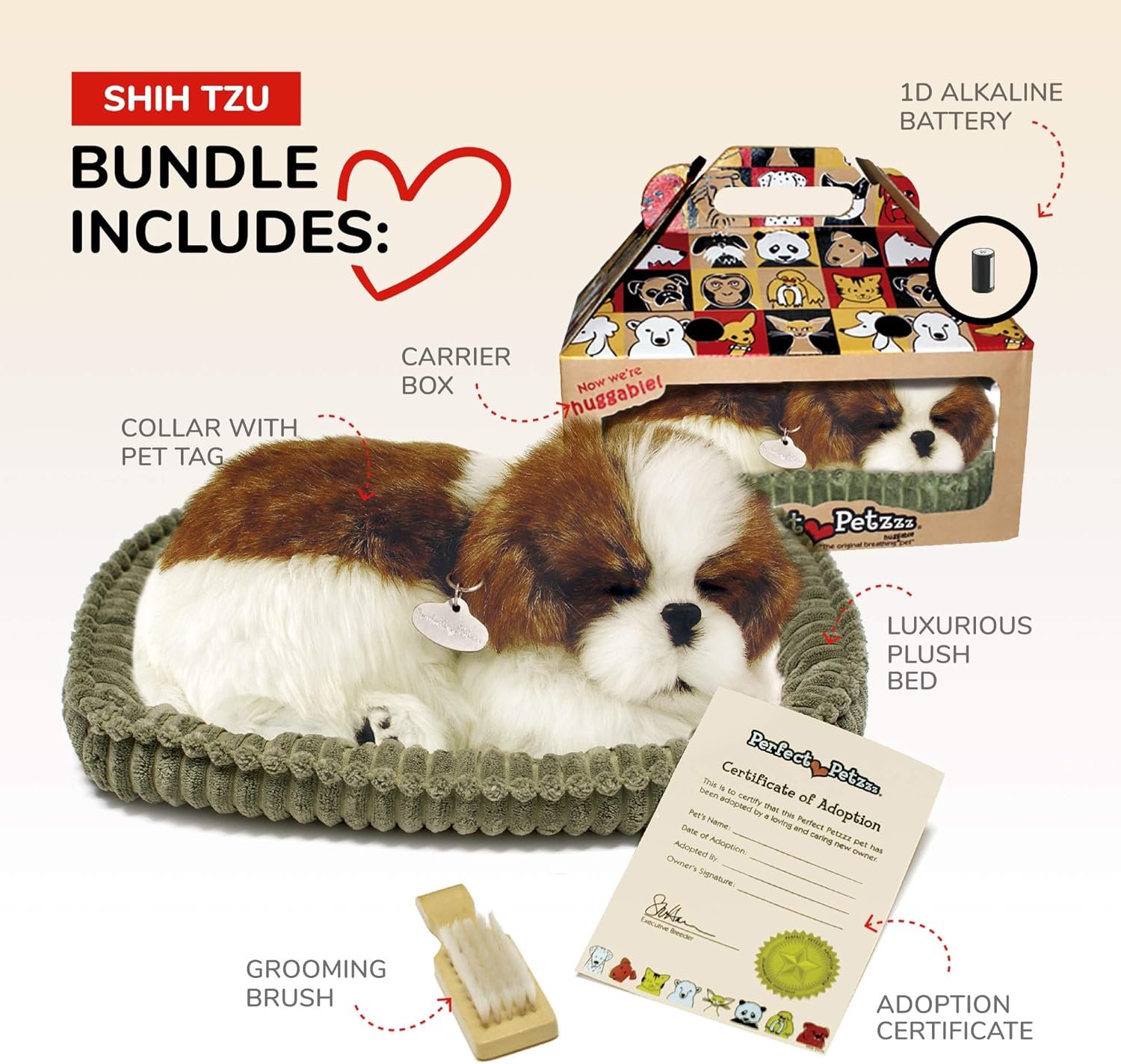 Original Shih Tzu, Realistic, Lifelike Stuffed Interactive Pet Toy, Companion Dog with 100% Handcrafted Synthetic Fur - Image 2