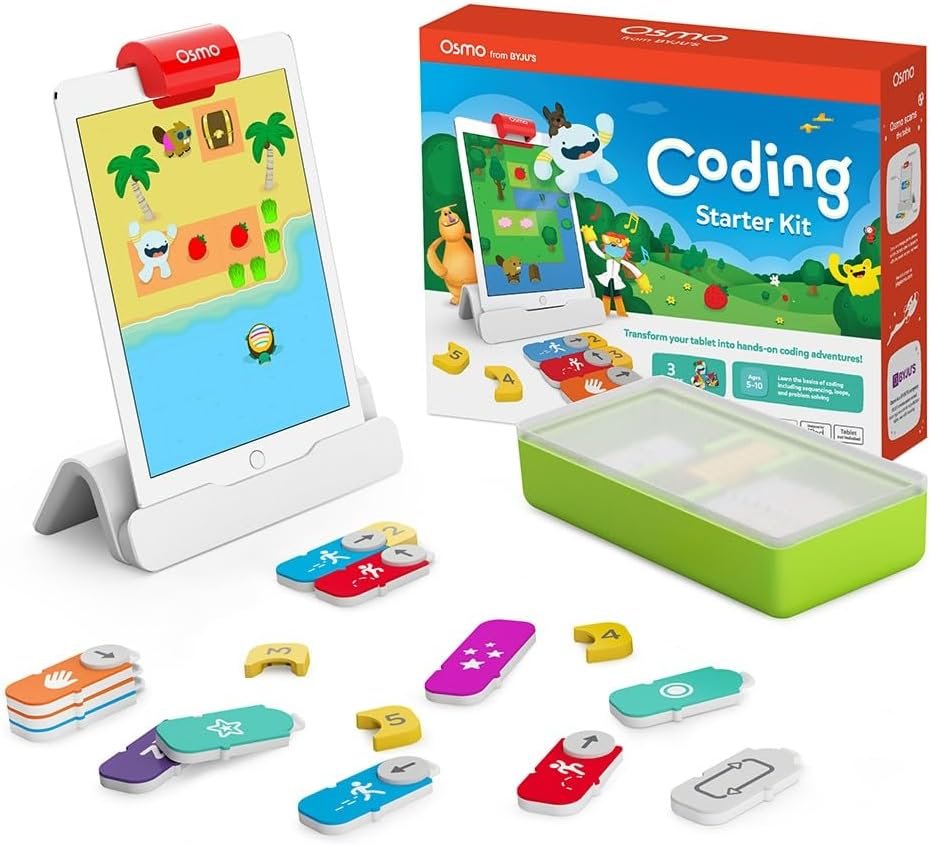 Osmo - Coding Starter Kit for iPad-3 Educational Learning Games-Ages 5-10+ Learn to Code, Basics Puzzles-STEM Toy-Logic, Fundamentals(Osmo iPad Base Included)