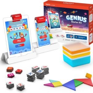 Osmo - Genius Starter Kit for iPad - 5 Educational Learning Games - Ages 6-10 - Math, Spelling, Creativity & More - STEM Toy Gifts for Kids, Boy & Girl - Ages 6 7 8 9 10 Base Included (5 Games, iPad)