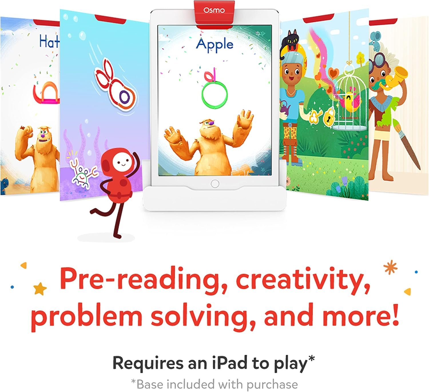 Osmo - Little Genius Starter Kit for iPad - 4 Hands-On Learning Games - Ages 3-5 - Problem Solving, Phonics & Creativity (Osmo iPad Base Included), Multicolor - Image 2